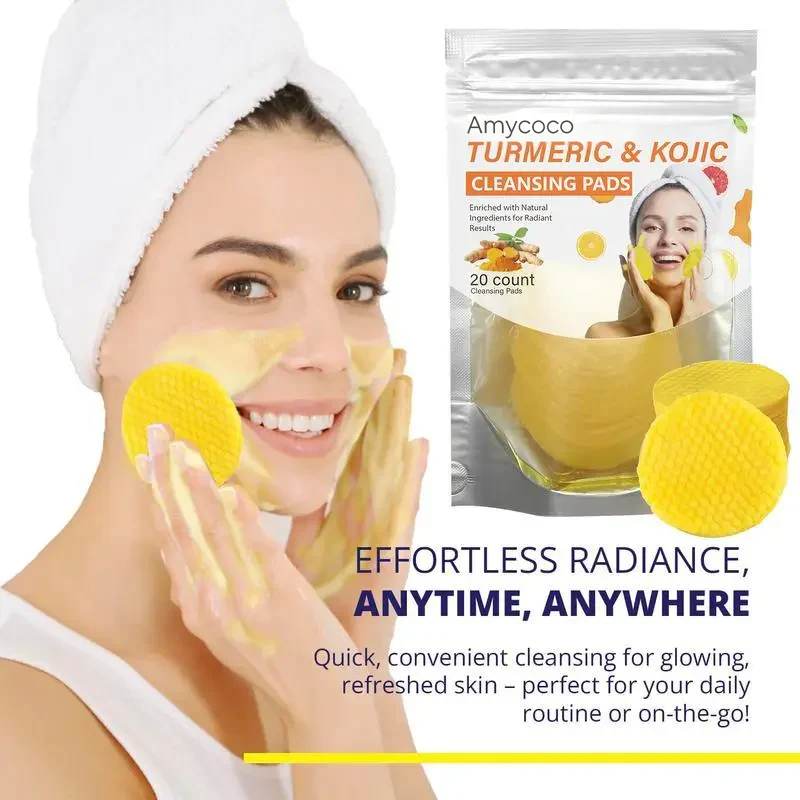 Turmeric &amp; Kojic Acid Cleansing Pads, Gentle Deep Clean Soft Texture Facial Skincare Pads🍯