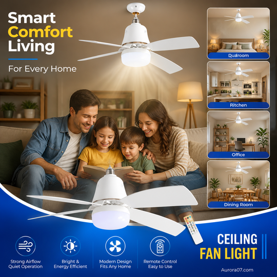 🏆LAST DAY SALE 50% OFF🔥SmartBreez™ 40W LED Ceiling Fan Light – 20.5” Ultra-Quiet with Remote 🎯 | E27 + FREE B22 Adapter 🔌 | For Bedroom 😴, Kitchen 👩‍🍳 &amp; Garage 🛠️ – UK Ready! 🇬🇧