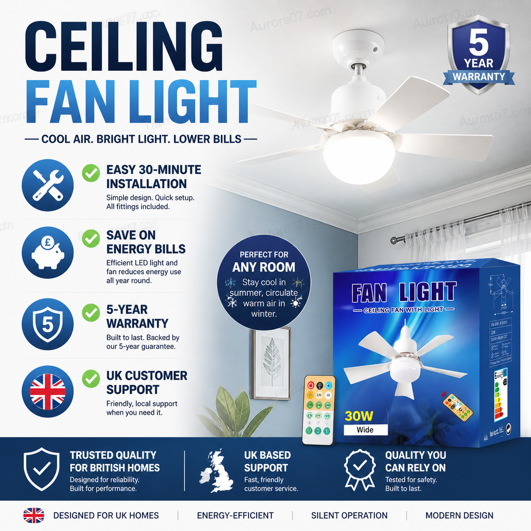 🏆LAST DAY SALE 50% OFF🔥SmartBreez™ 40W LED Ceiling Fan Light – 20.5” Ultra-Quiet with Remote 🎯 | E27 + FREE B22 Adapter 🔌 | For Bedroom 😴, Kitchen 👩‍🍳 &amp; Garage 🛠️ – UK Ready! 🇬🇧