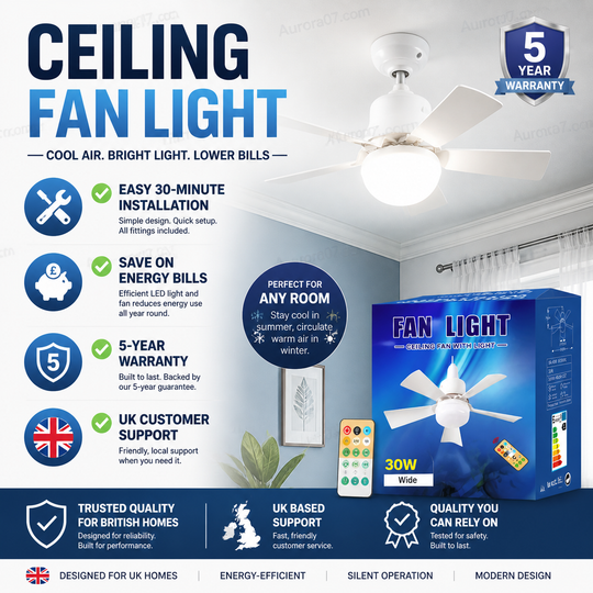 🏆LAST DAY SALE 50% OFF🔥SmartBreez™ 40W LED Ceiling Fan Light – 20.5” Ultra-Quiet with Remote 🎯 | E27 + FREE B22 Adapter 🔌 | For Bedroom 😴, Kitchen 👩‍🍳 &amp; Garage 🛠️ – UK Ready! 🇬🇧