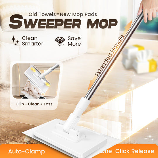 💦Hot Sale🧹Disposable Dust Mop with 4 Reusable Cloths