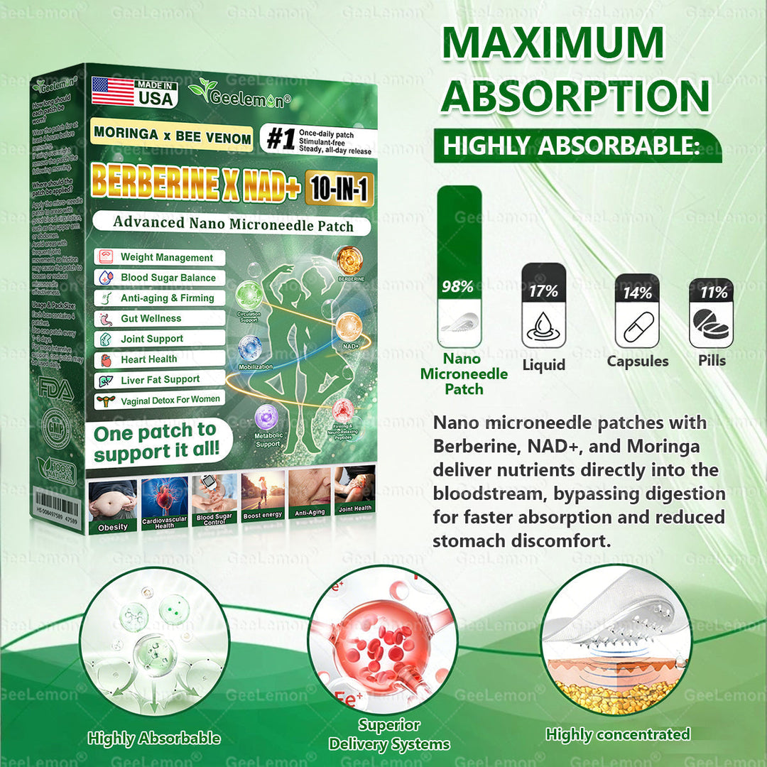 ❤️❤️ Charnent® Moringa · Berberine × NAD+ 𝟏𝟎-𝐢𝐧-𝟏 𝐀𝐝𝐯𝐚𝐧𝐜𝐞𝐝 𝐍𝐚𝐧𝐨 𝐌𝐢𝐜𝐫𝐨𝐧𝐞𝐞𝐝𝐥𝐞 𝐏𝐚𝐭𝐜𝐡 — 𝐎𝐧𝐜𝐞 𝐃𝐚𝐢𝐥𝐲, 𝐕𝐢𝐬𝐢𝐛𝐥𝐞 𝐑𝐞𝐬𝐮𝐥𝐭𝐬 𝐢𝐧 𝟕 𝐃𝐚𝐲𝐬