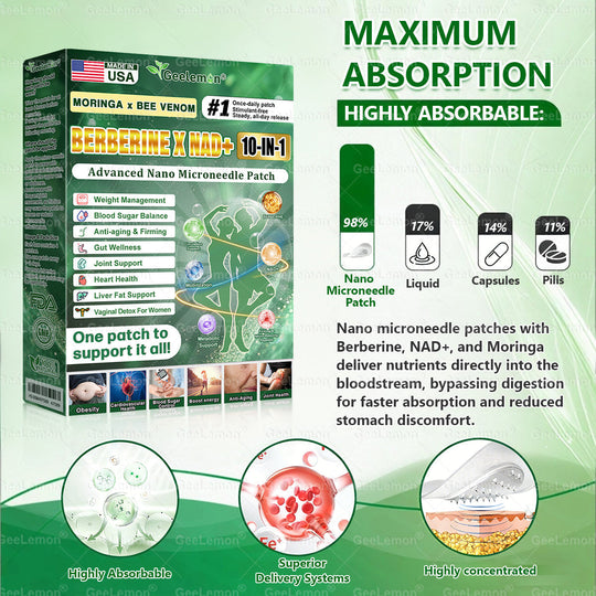 ❤️❤️ Charnent® Moringa · Berberine × NAD+ 𝟏𝟎-𝐢𝐧-𝟏 𝐀𝐝𝐯𝐚𝐧𝐜𝐞𝐝 𝐍𝐚𝐧𝐨 𝐌𝐢𝐜𝐫𝐨𝐧𝐞𝐞𝐝𝐥𝐞 𝐏𝐚𝐭𝐜𝐡 — 𝐎𝐧𝐜𝐞 𝐃𝐚𝐢𝐥𝐲, 𝐕𝐢𝐬𝐢𝐛𝐥𝐞 𝐑𝐞𝐬𝐮𝐥𝐭𝐬 𝐢𝐧 𝟕 𝐃𝐚𝐲𝐬