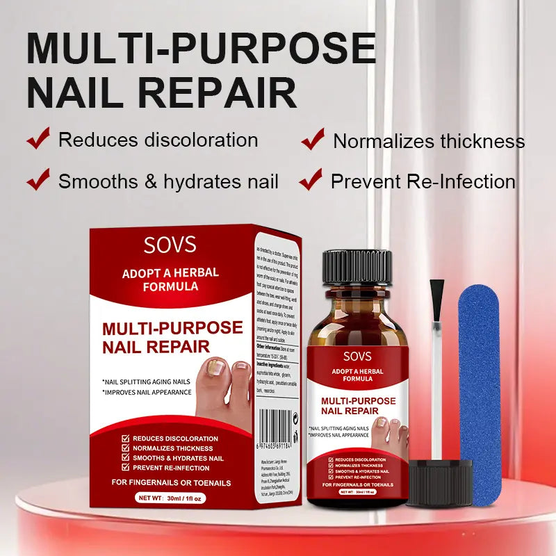 SOVS Toenail Fungus Treatment Extra Strength ,Antifungal Solution ,Triple Action Formula for Damaged Nails, Multi-Purpose Nail Repair,1 Fl Oz Manicure Therapy💅🏻