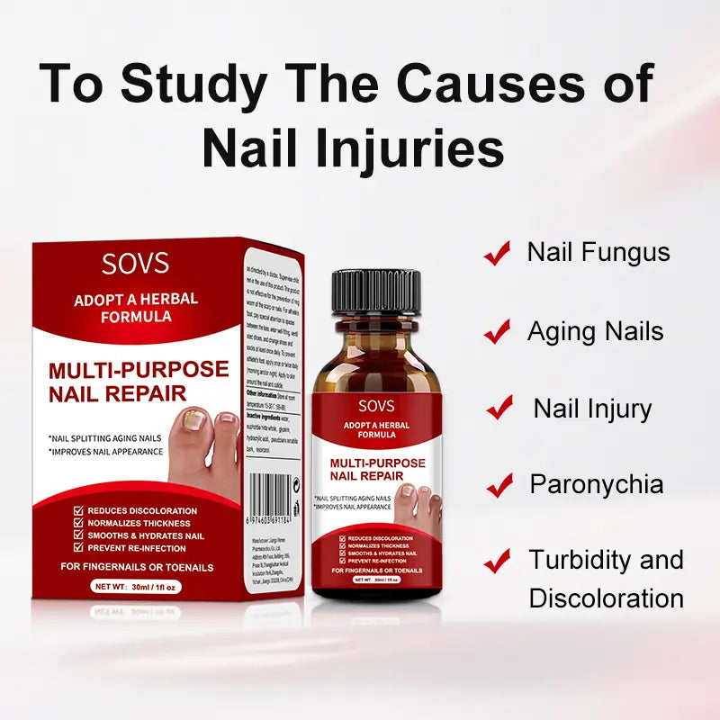 SOVS Toenail Fungus Treatment Extra Strength ,Antifungal Solution ,Triple Action Formula for Damaged Nails, Multi-Purpose Nail Repair,1 Fl Oz Manicure Therapy💅🏻