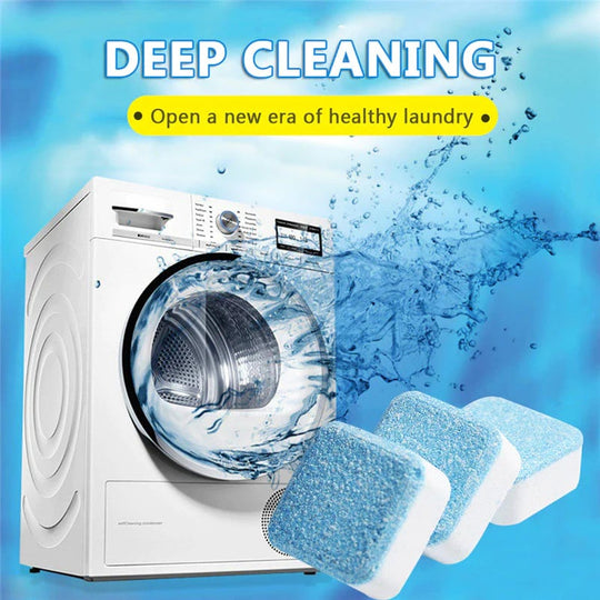🔥12 PCS/Pack🔥Washing Machine Deep Cleaner Tablets – Eliminates 99% Germs, Removes Odors &amp; Prevents Mold 🧽