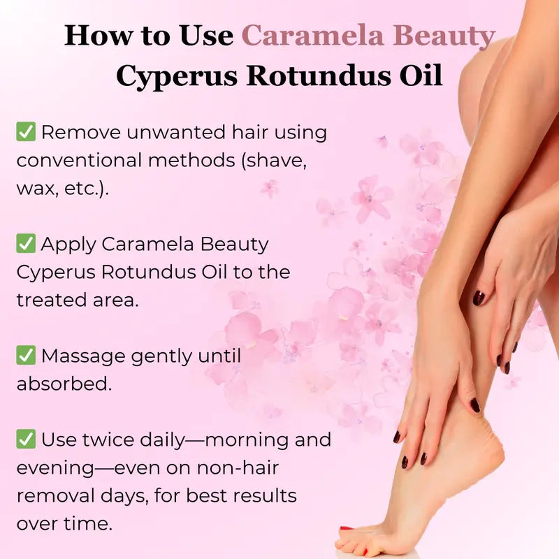 Hair Removal Oil with Natural Ingredients - Cyperus Rotundus Oil for Silky Skin