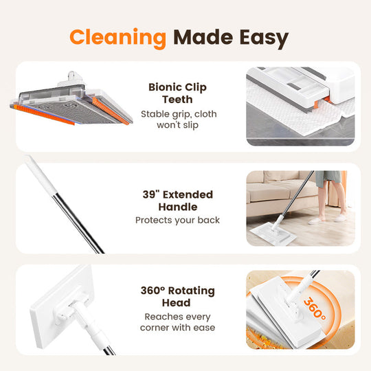 💦Hot Sale🧹Disposable Dust Mop with 4 Reusable Cloths