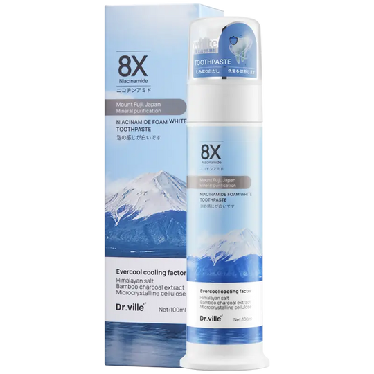 【Professional Grade】Dr.ville Niacinamide Foaming Whitening Toothpaste 8X - Fresh Breath Stain Removal Gentle Teeth Cleaning