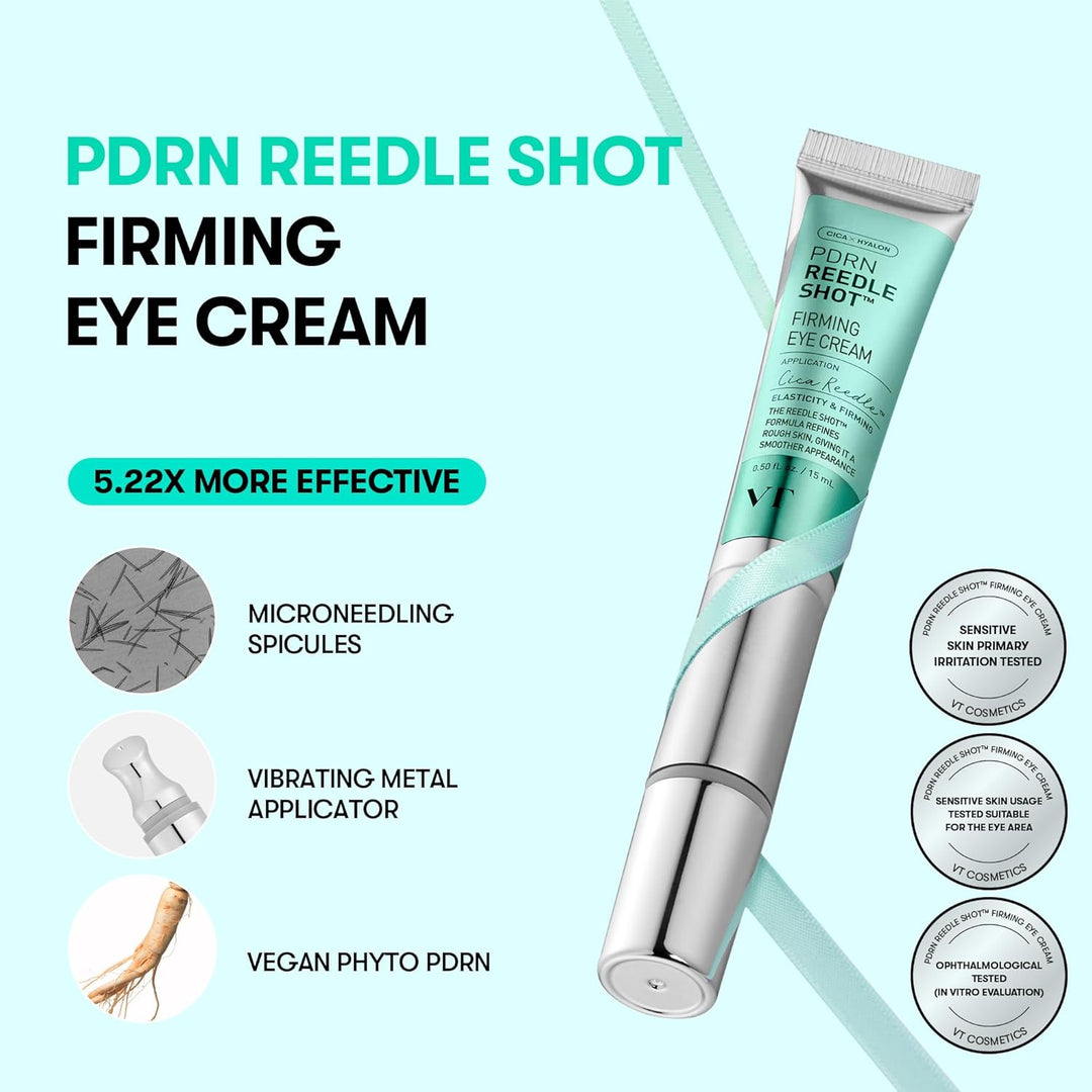 VT COSMETICS PDRN Reedle Shot Eye Cream, Vibrating Eye Applicator for Puffy Eyes, Dark Circles &amp; Under Eye Bags, Firming &amp; Wrinkle Care with PDRN Collagen