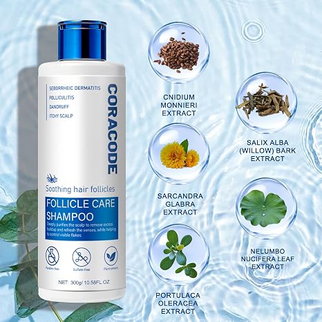 Folliculitis Shampoo for Itchy, Flaky Scalp - Purifying Formula for a Soothed, Balanced Scalp &amp; Oily Scalp Care, Men &amp; Women, 10.58 Fl Oz