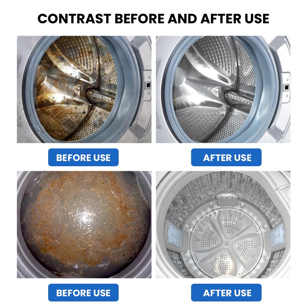 🔥12 PCS/Pack🔥Washing Machine Deep Cleaner Tablets – Eliminates 99% Germs, Removes Odors &amp; Prevents Mold 🧽