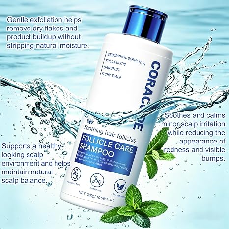 Folliculitis Shampoo for Itchy, Flaky Scalp - Purifying Formula for a Soothed, Balanced Scalp &amp; Oily Scalp Care, Men &amp; Women, 10.58 Fl Oz