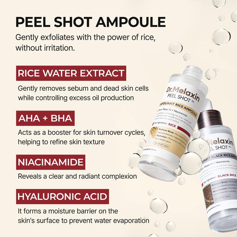 Peel Shot Glow Rice Ampoule Duo - Serums for Brightening, Exfoliating, and Moisturizing - Suitable for All Skin Types