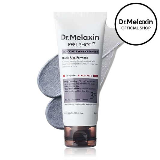 [Dr.melaxin Official] Peel Shot Black Rice Mochi Whip Cleanser 100ml formulated for blackheads, clogged pores, excess sebum, and dull skin