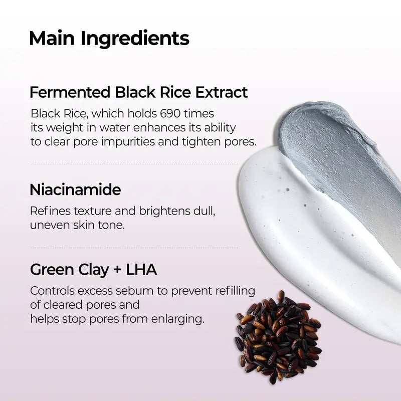 [Dr.melaxin Virallinen] Peel Shot Black Rice Mochi Whip Cleanser 100ml, joka on kehitetty mustapäille, tukkeutuneille ihohuokosille, ylimääräiselle talille ja samealle iholle.