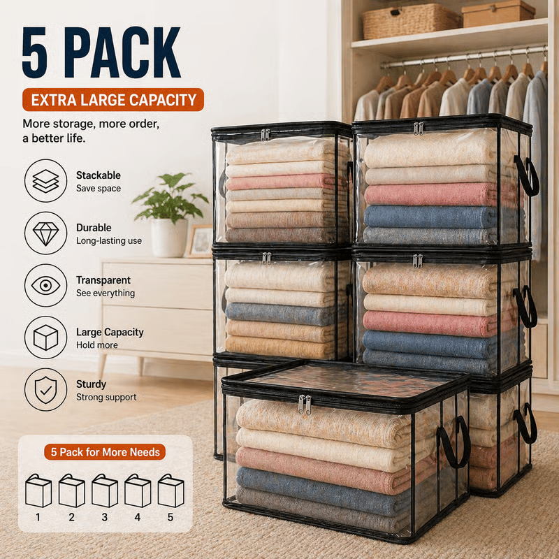 🎁 📦Large Heavy-Duty Thick Plastic Clear Storage Bag for Clothes, Moving &amp; Storage