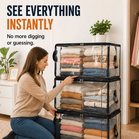 🎁 📦Large Heavy-Duty Thick Plastic Clear Storage Bag for Clothes, Moving &amp; Storage