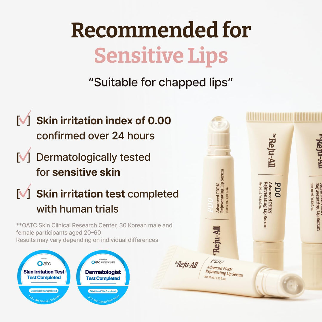 Dr. Reju-All Advanced PDRN - Rejuvenating Lip Serum - Moisturizing Lip Balm with Lipozip PDRN for Glossy, Dewy Lips - Gentle Exfoliating &amp; Smoothing Lip Moisturizer - Hibiscus &amp; Lactic Acid