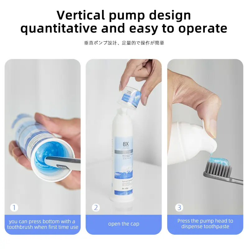 【Professional Grade】Dr.ville Niacinamide Foaming Whitening Toothpaste 8X - Fresh Breath Stain Removal Gentle Teeth Cleaning