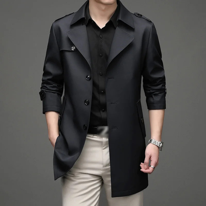 ⏳Limited-time 50% off⏰Mid-length Business Style Trench Coat🧥