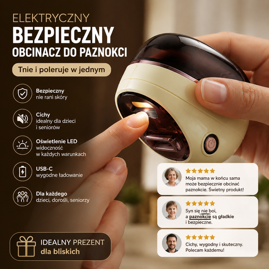 🌟 2‑w‑1 Inteligentny elektryczny obcinacz i polerka do paznokci ✂️💅