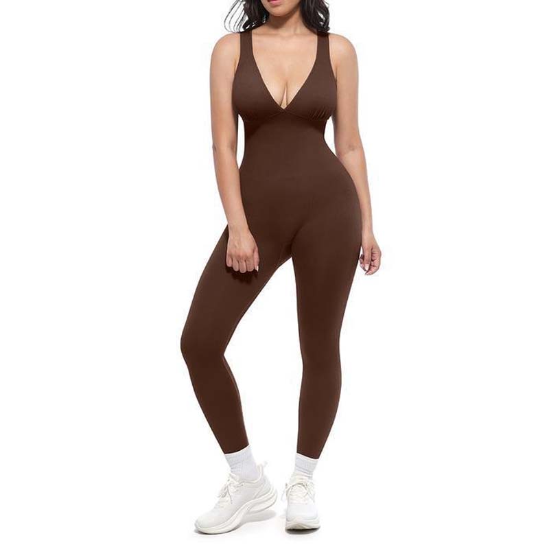 💞95K+ SOLD!🌸High-Stretch V-Neck Jumpsuit – All-day ease for fitness &amp; beyond. Breathable, flexible &amp; effortlessly chic. Your go-to for movement. 🧘‍♀️💫