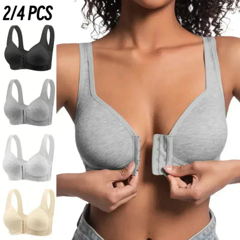 ⏰ Now only 50% off!❤️Adjustable Front Closure Push-Up Bra Wire-Free, Seamless &amp; Side Support for Daily Wear, Spring-Summer Comfort