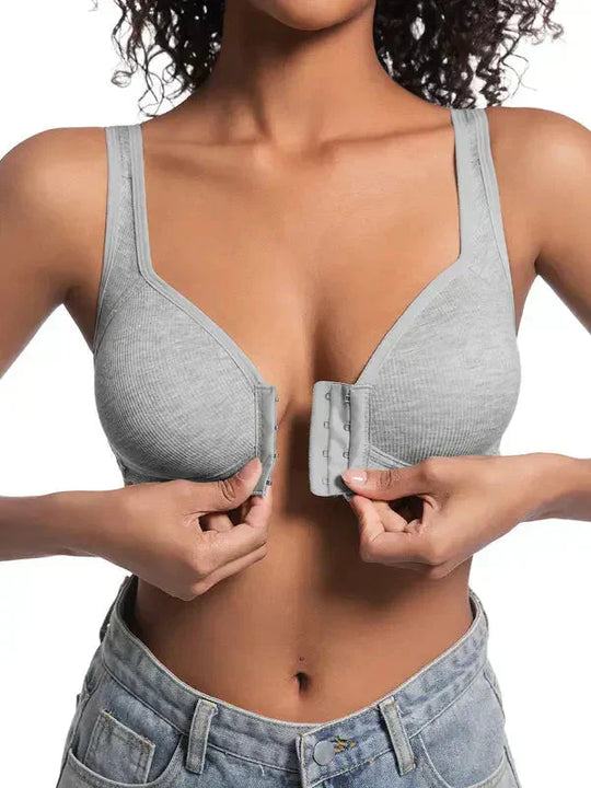 ⏰ Now only 50% off!❤️Adjustable Front Closure Push-Up Bra Wire-Free, Seamless &amp; Side Support for Daily Wear, Spring-Summer Comfort