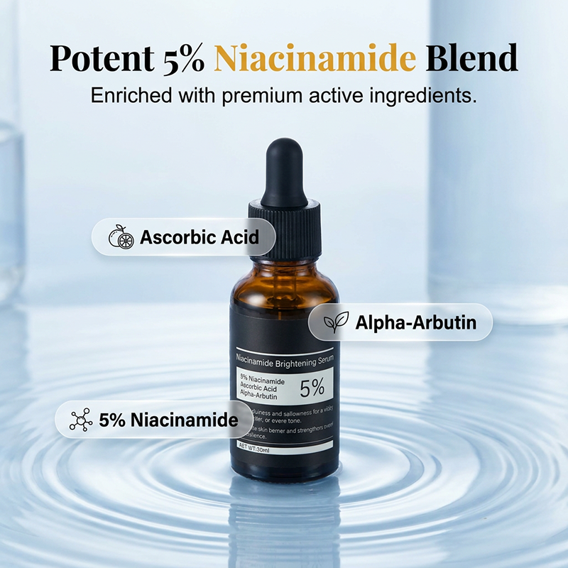 【JMCY × Teashell】Whitening Serum 5% Niacinamide &amp; Alpha Arbutin — Reduces Dark Spots, Brightens Skin, Long-Lasting Hydration, Suitable for Sensitive Skin
