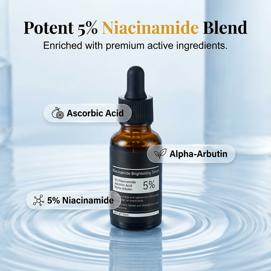 【JMCY × Teashell】Whitening Serum 5% Niacinamide &amp; Alpha Arbutin — Reduces Dark Spots, Brightens Skin, Long-Lasting Hydration, Suitable for Sensitive Skin