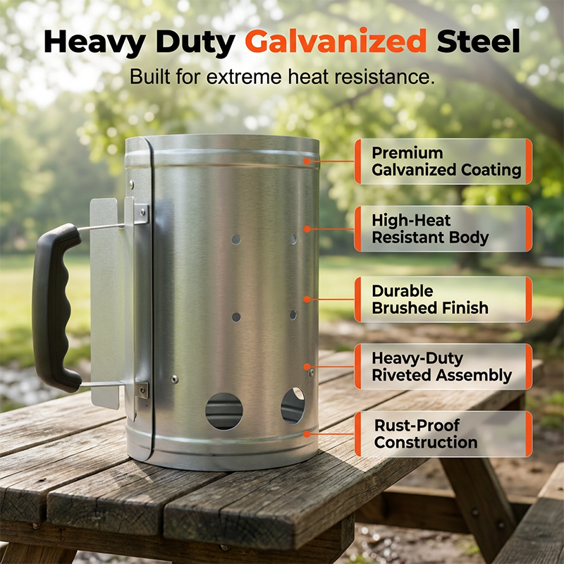 Heavy-Duty Steel BBQ Charcoal Starter